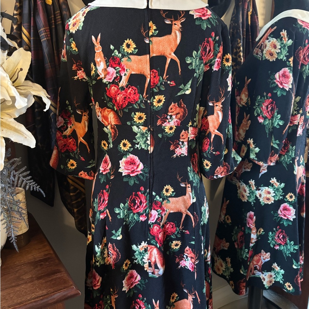 Hell Bunny Black Woodland Print Dress - Picture 2 of 7
